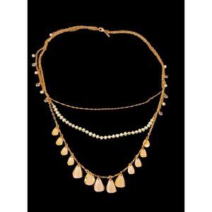 White House Black Market Natural Pearl Rose Gold Triple Layer 31.5" Long